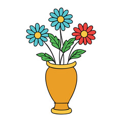 Hand-drawn flowers in a vase with delicate lines and soft details, showcasing blooming petals and leaves, creating a simple, elegant, and calming aesthetic.
