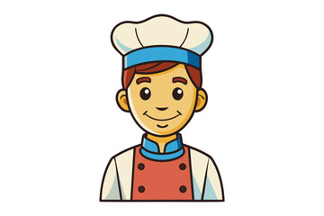 Culinary Artisan Illustration: This illustration features a smiling chef, embodying the spirit of culinary excellence. Wearing a classic toque and uniform.