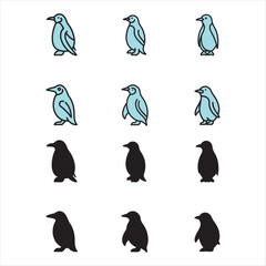 Penguin vector illustration set on white background, icon illustration design graphic flat vector illustration