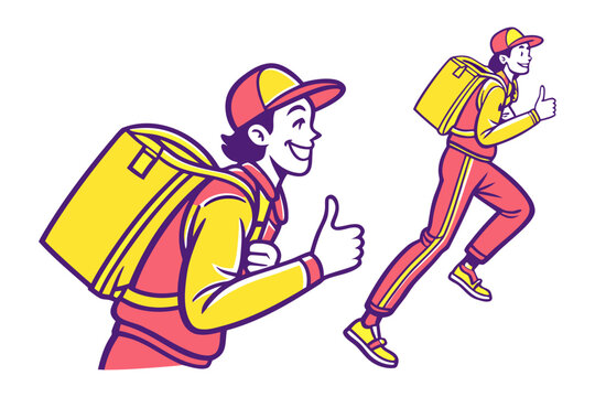 Speedy Delivery: A dynamic illustration capturing the essence of swift, dependable delivery service, showcasing a cheerful courier on the go, ready to bring satisfaction.