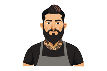 Barber with Confidence: A stylish barber, exuding confidence with a modern look, stands ready to provide grooming services with a skilled touch, showcasing expertise and contemporary flair.