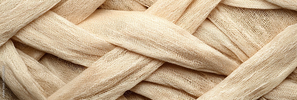 Poster close-up image of intertwined natural fibers woven together in a textured, rustic pattern.