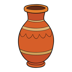 Ancient Egyptian-style clay jars with smooth, rounded shapes and earthy tones, often decorated with simple geometric patterns, used for storing grains, oils, and perfumes.
