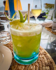 Lime Garnished Caribbean Cocktail