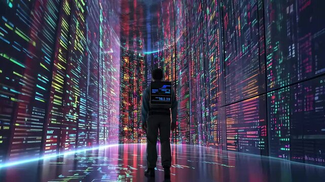 Digital code machine language visualization in an immersive data environment, Digital code machine language visualization Seamless 3D