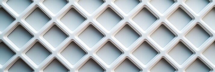 A close-up view of a white, interlocking, grid-patterned surface with diagonal shadows creating a 3D effect.