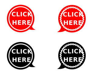 Click Here Button Pack – Bold Red & Black Call-to-Action Icons for Web Design