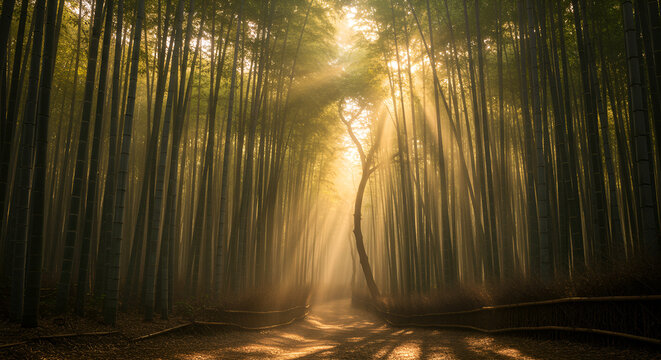 misty bamboo forest
