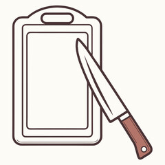 Kitchen cutting board with knife cooking