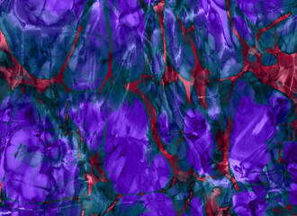 Grunge noisy grainy dark abstract background with colorful textured shapes in violet, blue, red. Trendy edgy design for music, digital art, posters, and web