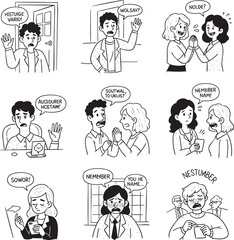 People Talking Emotions Doodle Illustration