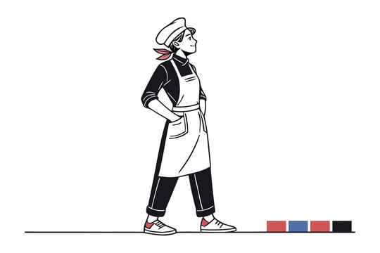 Confident Chef: A chef, radiating confidence and authority, stands proudly, embodying the essence of culinary excellence, while showcasing professional attire and unwavering self-assurance. 