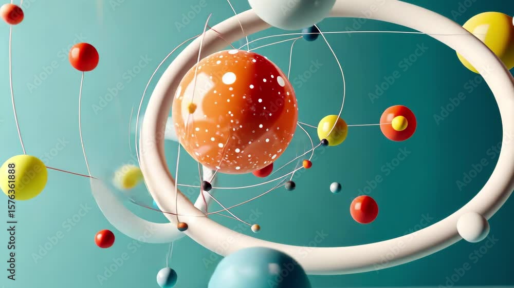 Poster colorful planets and rings representing data science concepts in minimalist art style, data science 