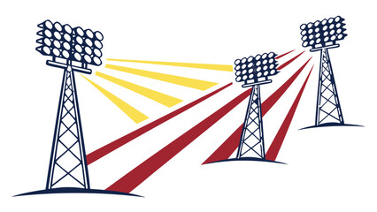 Stadium lighting illustration for sports field lights and outdoor lighting equipment and spotlights design