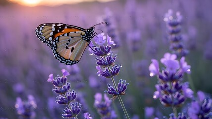 Obraz premium butterfly on lavender flower