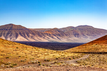 Volcanic landscape, Island Lanzarote, Canary Islands, Spain, Europe.