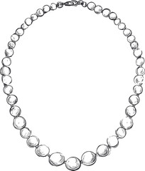 Obraz premium Black and white sketch of a pearl necklace with detailed round beads. Vector illustration