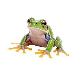 Obraz premium Green Tree Frog in Detail: Captivating close-up shot of a vibrant green tree frog, showcasing its striking features and unique beauty, a true testament to the wonders of the natural world.