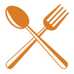 Orange spoon and fork crossed cutlery
