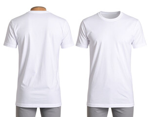 White Crew Neck T-Shirt Template on Invisible Mannequin – Dual View PNG