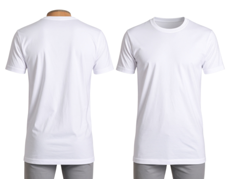 White Crew Neck T-Shirt Template on Invisible Mannequin – Dual View PNG