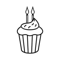 birthday cupcake with candles on gradient