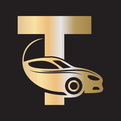 Car Logo combine with letter T vector template