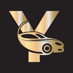 Car Logo combine with letter Y vector template