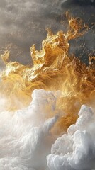 Dramatic clouds with sunlight breaking through creating a dynamic and atmospheric scene.