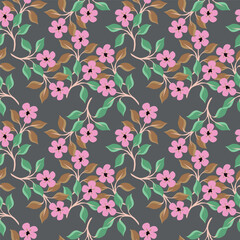 Beautiful floral pattern in small flowers. Small pastel pink and white flowers. Light pink background. Ditsy print. Floral seamless background. Gentle template for fashion prints. Stock vector pattern