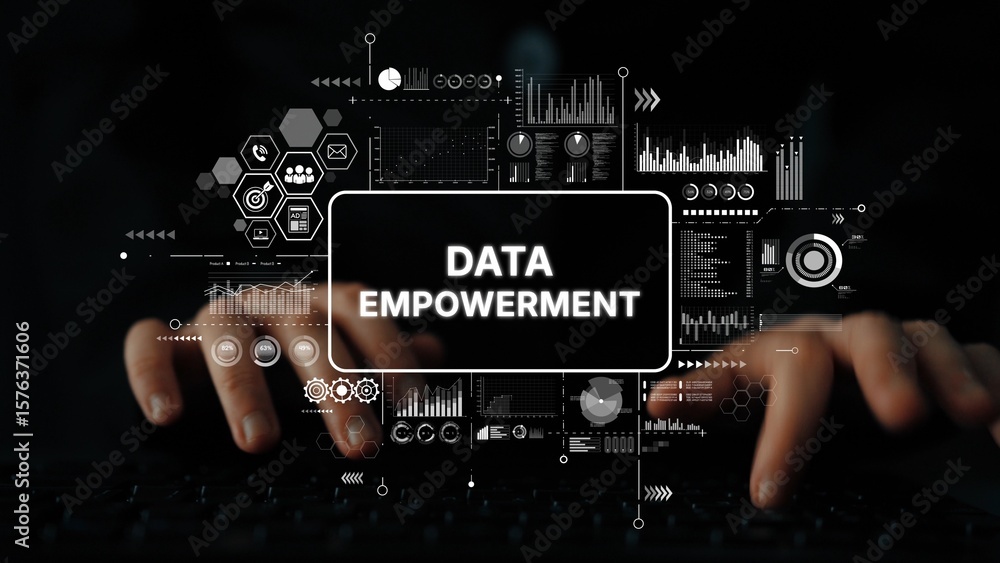 Poster data empowerment and analytics visualization for business insights and growth strategies in modern d