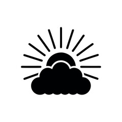 Cloud with Sun Rays Logo Icon Vector Illustration