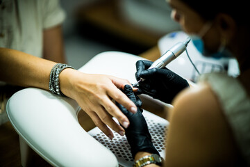 Professional Manicure Process at Modern Beauty Salon