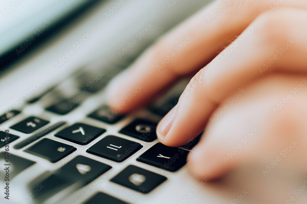 Poster hands typing on a keyboard in a busy work session