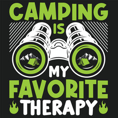 Camping Is My Favorite Therapy camping Tshirt logo Design 