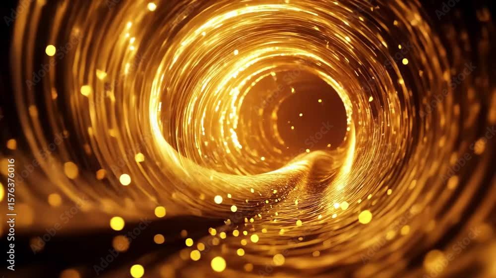 Poster swirling bright particles create a mesmerizing light tunnel effect in abstract design, light bars tu