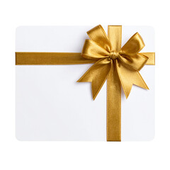Elegant Gift Card with Golden Ribbon and Bow, Transparent Background