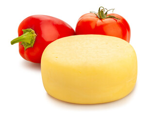 wheel of cheese vegetables path isolated on white