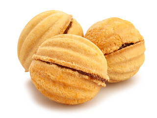 walnut shaped cookies path isolated on white