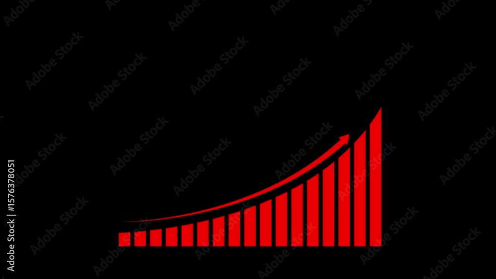 Poster arrow rising on graph with sale symbols. abstract business growth and graph chart icon animation bac