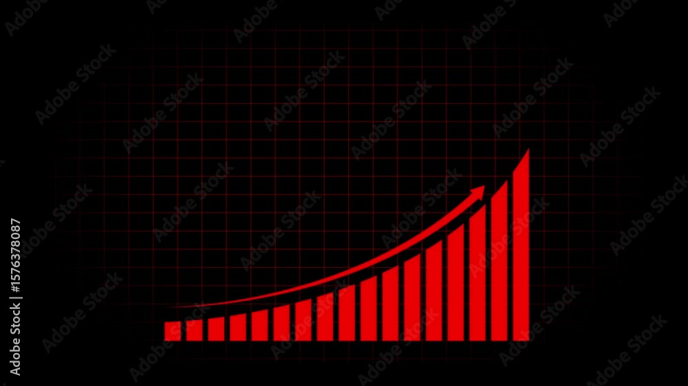 Poster arrow rising on graph with sale symbols. abstract business growth and graph chart icon animation bac