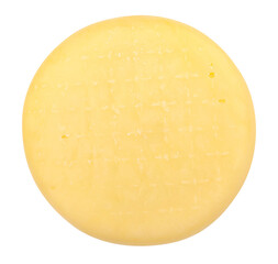 wheel of cheese path isolated on white top view