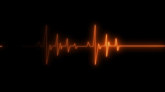 Glowing neon heartbeat pulse line animation. Neon heartbeat monitor ekg line animation. Medical laboratory concept