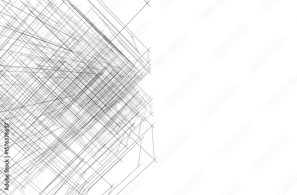 Fototapete conceptual architectural sketch 3d rendering