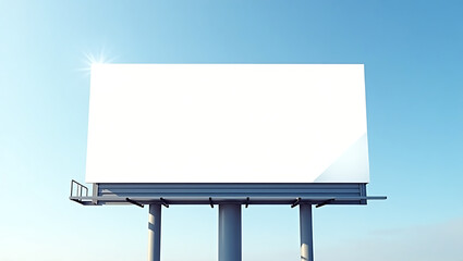 Obraz premium Blank Billboard Mockup: Modern, Clean Design Against a Bright Blue Sky.