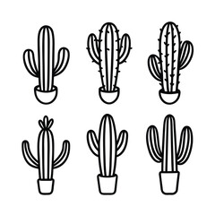 Fototapeta premium Hand Drawn Doodle Cactus Set for Creative Designs