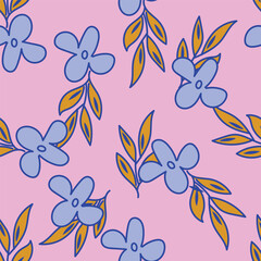 Cute feminine seamless watercolor pattern with little tiny wildflowers, hand drawn