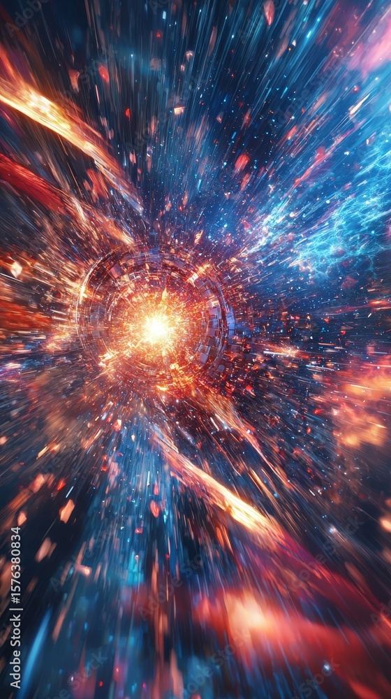 Poster cosmic swirl of colorful and radiant light and energy blending together in an enticing display of co