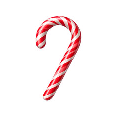 Flat Vector Illustration of Candy Cane with Bold Stripes, Transparent Background