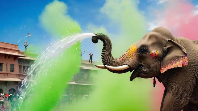 Elephant at the Indian Holi festival.
